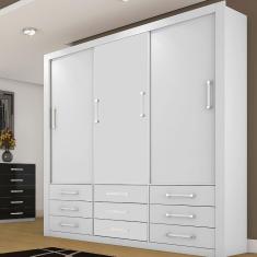 Guarda Roupa Casal Anjos 3 Portas Carioca Móveis Branco