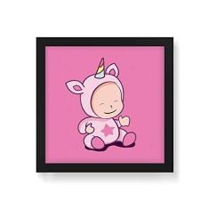 Arte Maníacos Quadro Decorativo Babycórnio Feliz 2 - 30x30cm (Moldura em laca preta)