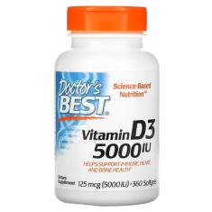 Vitamina D3 125 mcg 5.000 UI 360 Cápsulas Softgel - Doctor`s Best