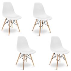 Kit 4 Cadeiras Charles Eames Eiffel Wood Design Branca