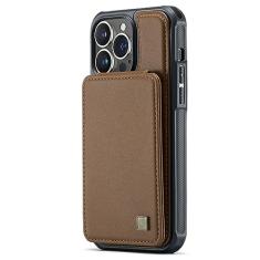 LXURY Capa carteira para iPhone 15 Pro Max/15 Pro/15 Plus/15, capa de couro com bloqueio de RFID com proteção para câmera e compartimento para cartão, marrom, 15 pro 6,1 polegadas