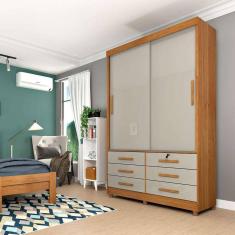 guarda-roupa solteiro chicago com pés 2 pt 6 gv cinamomo e off white