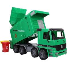 Caminhão de lixo de brinquedo para crianças: simulação de inércia e saneamento