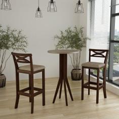 Conjunto Bistrô 1 Mesa 2 Banquetas Copacabana Capuccino