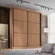 Guarda-Roupa 2 Portas de Correr 3 Gavetas Milos Cinammo/Off White