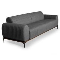 Sofá 24 Lugares Pés Preto Molino C-416 Linho Cinza