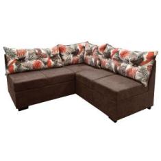 Sofá De Canto 5 Lugares Renaut Suede Marrom/Palmeira