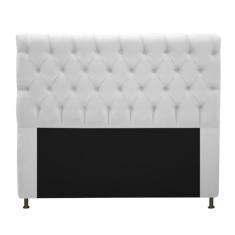 Cabeceira Kristal Estofada Capitonê 160 cm para Cama Box Queen Suede Branco Quarto - AM Decor