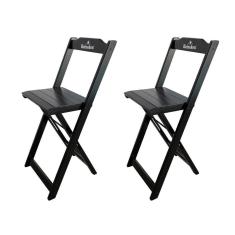 Kit 2 Banquetas Bistrô Dobrável Madeira Personalizada Hei Preta - Cor: Preto
