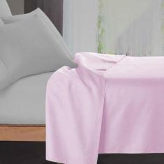 Lençol Queen Profissional 180 Fios Algodão Sem Elástico Rosa - Estampa