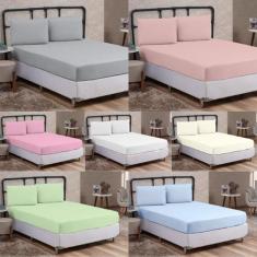Jogo Lençol de Cama Queen 03 peças PREMIUM Percal 200 Fios 100% Algodã