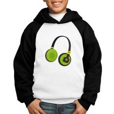 Moletom Infantil Headphone Verde - Foca na Moda, Branco, Preto, 12