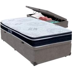 Cama Box Baú e Colchão Orthosono D33 Com Pillow Top Solteiro Anjos