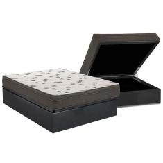Cama Box Baú Casal: Colchão Espuma D45 Ortobom Light + Base Crc Suede Gray(138X188)