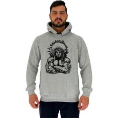 Blusa Moletom Tradicional Com Touca MXD Conceito Índio Maromba, Mescla