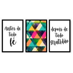Quadro Decorativo Fé Gratidão 115X57 Sala Quarto