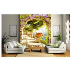 Papel De Parede Paisagem Digital Vilarejo Arco Dav55 - Você Decora