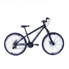 Bicicleta Viking Tuff 30 Freeride Aro 26 Freio A Disco Cambios Shimano Preto Amarelo Neon Aro Branco