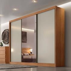 Guarda Roupa Casal Diamond 3 Portas 8 Gavetas Com 1 Porta de Espelho - Móveis Novo Horizonte