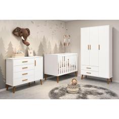 Quarto Isis Berço Americano 2 em 1 + Comoda Sapateira + Guarda Roupa I