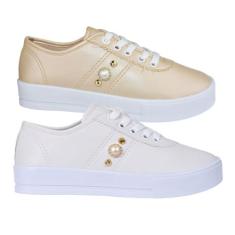 Kit 2 Pares Tênis Feminino Casual Flatform Sola Alta Moda Básico Confo