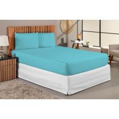 Lençol 3 Peças Casal Padrão 400 Fios Percal Fronhas Em Ponto Palito Nã