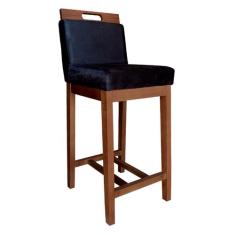 Banqueta Média Estofada com Encosto Veneza 94 Cm Madeira Maciça Suede 