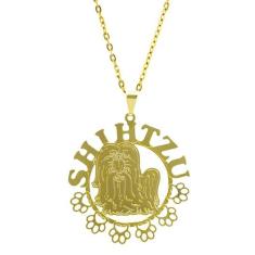 Gargantilha Horus Import Shitzu 2 Banhada Ouro Amarelo 18 K 1060175