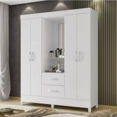Guarda Roupas 4 Portas 2 Gavetas Mobi Capelinha Branco Fosco