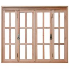 Janela de Madeira Pantográfica 100x120cm Com Caixilho 9,4cm  EWK 396 Rondosul Marroml