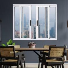 Janela Vitrô de Alumínio 4 Folhas 100 x 150cm Linha 25 Branco