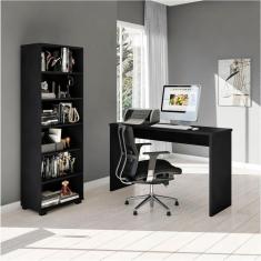 Conjunto Home Office 2 Peças 1 Estante e 1 Escrivaninha Gávea Espresso Móveis Preto
