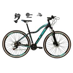 Bicicleta Aro 29 Feminina KSW MWZA Shimano Altus 27v K7 Freios Hidráulicos Kit 3x9 Trava Pneus Bege-Feminino