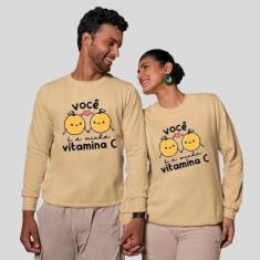 Kit 2 Blusas Frio Moletom Careca Sem Capuz Casal Namorados Vitamina-Masculino