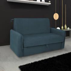 Sofá Cama Para Sala De Estar Zaia Com Baú Suede Matrix - Petroleo Petroleo