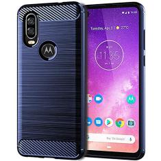 NEKOYA Capa para Moto One Action, toque macio, proteção total, anti-arranhões e impressões digitais + capa de celular resistente a arranhões para Moto One Action azul