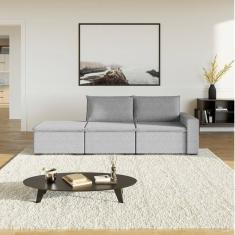 Sofá Modular 1 Módulo Direito 1 Módulo Central 1 Puff Zen Cabecasa Madeiramadeira Cinza