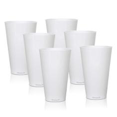 Kit 6 Copos Big Drink Branco 550 Ml Acrílico Poliestireno - Krystalon