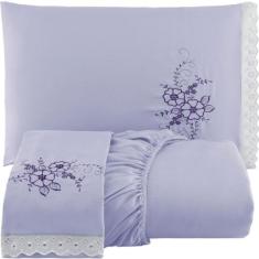 Jogo de Lençol Cama Queen 3 Peças com Elástico Bordado - Am Bordados, 