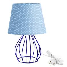 Abajur Cebola Dome Azul/bolinha Com Aramado Azul - MARRYLUZ