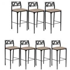 Kit 7 banquetas Eliza Gourmet suede bege-Gat Magazine