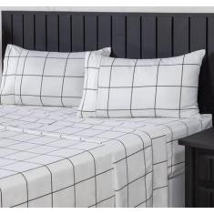 Jogo de Cama Queen Percal 400 Fios Ponto Palito 04 Peças, Antiácaro, A