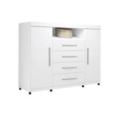 Cômoda De Quarto Master C/ 2 Portas 1 Nicho E 4 Gavetas Branco - Santos Andirá