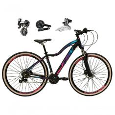 Bicicleta Aro 29 Ksw Mwza Shimano Altus 24v Frio Hidráulico Garfo Trava Pneu Bege - Preto/pink/azul Tam.15