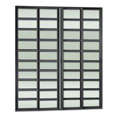 Porta De Correr Com Travessas 4 Folhas Moveis 210 X 200 Elite Com Fecho Automático Vidro Liso Preto