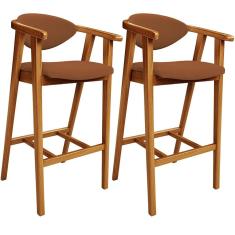 Kit 02 Banquetas Alta Cozinha Bancada Bar Sala De Jantar Fixa Cecília L02 Bouclê Terracota
