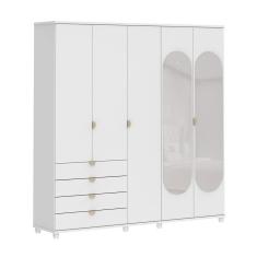 Guarda-Roupa Casal com Espelho Look 5 Portas 4 Gavetas Branco
