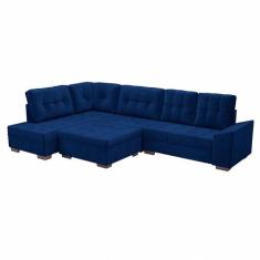 Sofá de Canto Leblon Veludo Azul - Modern