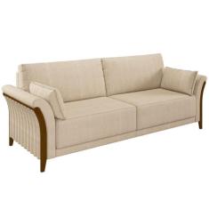 Sofá 03 Lugares Para Sala De Estar Pés Em Madeira 222 cm Stefan M03 Li