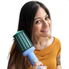 Escova Secadora com Pente Alisador Isabella Azul - 110V - Segredo Dela
